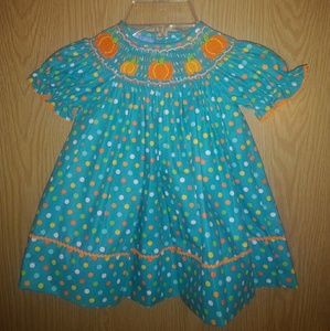 Anavini Hand Smocked Pumpkin Dress 9M